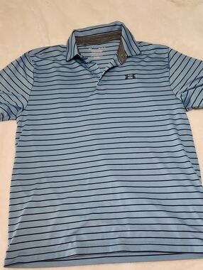 LG Light Blue Polo with Thin Navy Stripes